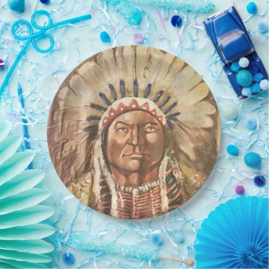 Sitzen des indischen Chefs von Bull Pappteller (Party)