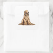 Sitzen eines goldenen afghanischen Hundes Quadratischer Aufkleber (Tasche)