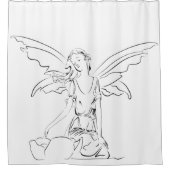Sitzen Fairy mit Flügeln Duschvorhang (Vorderseite)
