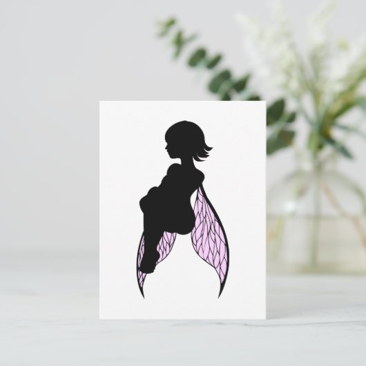 Sitzen Fairy Silhouette Postkarte (Stehend Vorderseite)