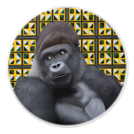 Sitzen Gorilla Gelbe Geometrische Wildtiere Keramikknauf