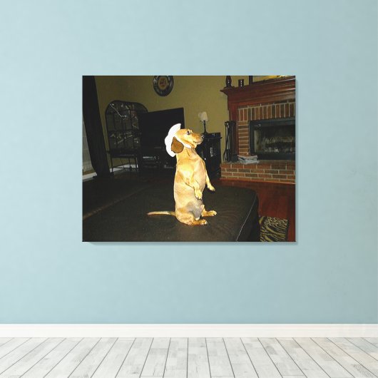 Sitzen Hübsch oder TV-Dackel-Leinwand Leinwanddruck (Insitu (Holzboden))