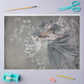 Sitzen Hübscher eleganter Frauenportrait Blumenlüf Seidenpapier (Basteln)