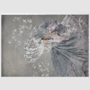 Sitzen Hübscher eleganter Frauenportrait Blumenlüf Seidenpapier