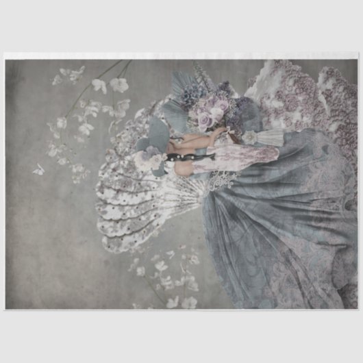 Sitzen Hübscher eleganter Frauenportrait Blumenlüf Seidenpapier (Vorderseite)