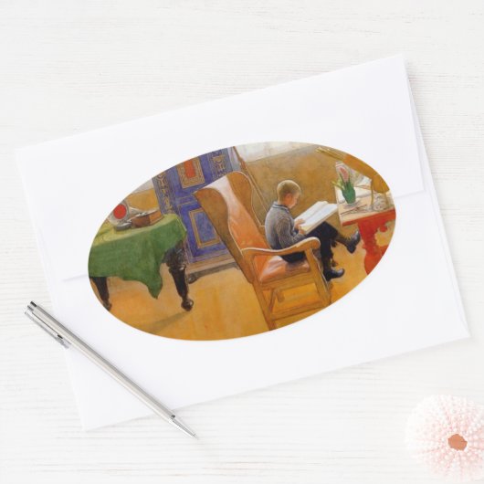 Sitzen im Sessel Ovaler Aufkleber (Umschlag)