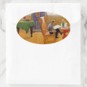 Sitzen im Sessel Ovaler Aufkleber (Tasche)