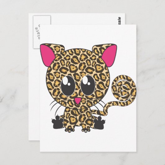 Sitzen Jaguar Postkarte (Vorne/Hinten)