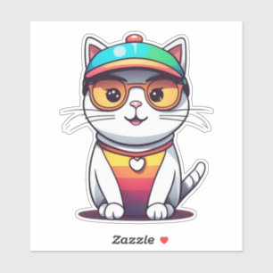 Sitzen Katzenbrille und Hutkletter Aufkleber