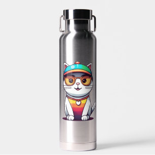 Sitzen Katzenbrille und Hutkletter Trinkflasche