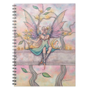 Sitzen mit Sternen Fairy Fantasy Watercolor Art Notizblock