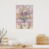 Sitzen mit Sternen Fairy mit Orange Tabby Art Poster (Küche)