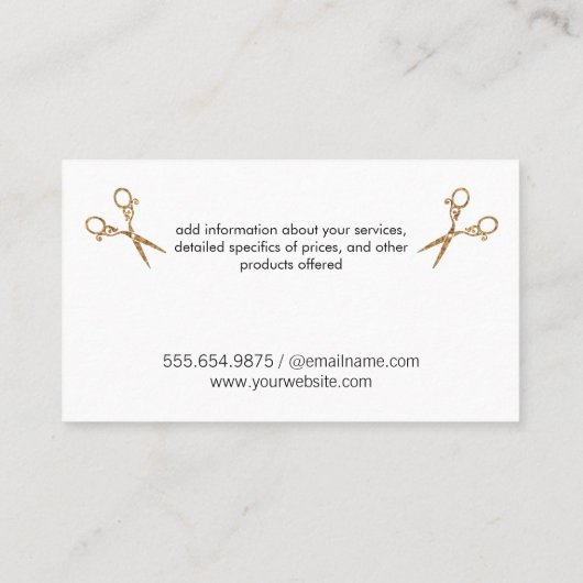 Sitzen | Pet Groomer | Schere Visitenkarte (Rückseite)