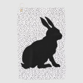 Sitzen schwarzer Kaninchenseitenprofil Polka Punkt Golfhandtuch (Vorderseite)