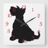 Sitzen Scottie Dog Quadratische Wanduhr (Vorderseite)