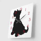 Sitzen Scottie Dog Quadratische Wanduhr (Winkel)