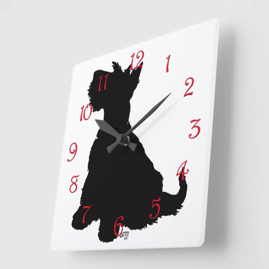 Sitzen Scottie Dog Quadratische Wanduhr (Winkel)