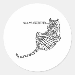 Sitzen Tiger aus schwarzen Schriften Runder Aufkleber