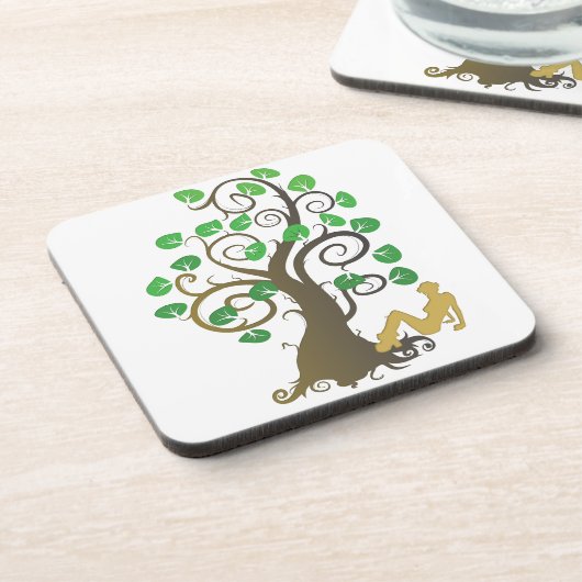 Sitzen unter dem Baum Getränkeuntersetzer (Linke Seite)