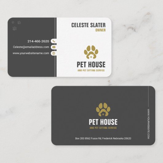 Sitzen von Haustieren, tierärztliche Klinik, Haust Visitenkarte (Vorne/Hinten)