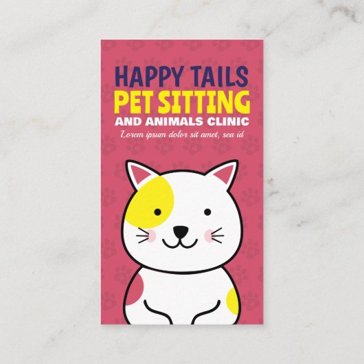 Sitzen von Haustieren, tierärztliche Klinik, Tiera Visitenkarte (Rückseite)