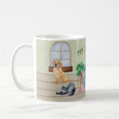 Sitzen von Haustieren, Wandern von Hunden, Kaffee- Kaffeetasse (Links)