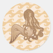 Sitzen von Meerjungfrau Runder Aufkleber (Vorderseite)