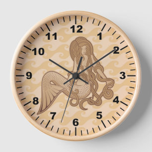 Sitzen von Meerjungfrau Wanduhr