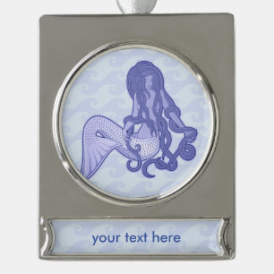 Sitzen von Mermaid Blue Banner-Ornament Silber