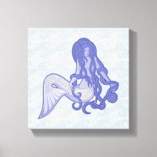 Sitzen von Mermaid Blue Leinwanddruck