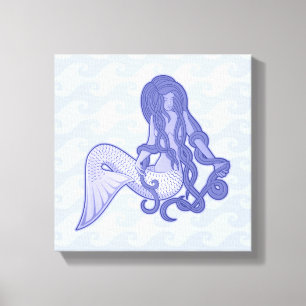 Sitzen von Mermaid Blue Leinwanddruck