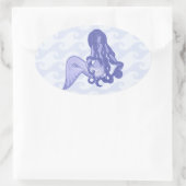 Sitzen von Mermaid Blue Ovaler Aufkleber (Tasche)