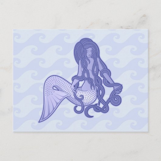 Sitzen von Mermaid Blue Postkarte (Vorderseite)