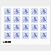 Sitzen von Mermaid Blue Quadratischer Aufkleber (Blatt)