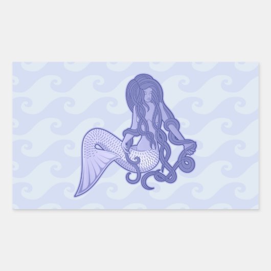 Sitzen von Mermaid Blue Rechteckiger Aufkleber (Vorderseite)