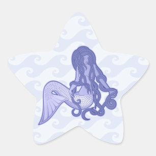 Sitzen von Mermaid Blue Stern-Aufkleber
