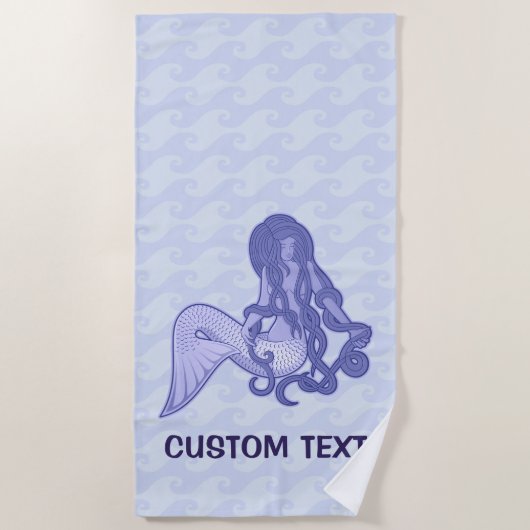 Sitzen von Mermaid Blue Strandtuch (Vorderseite)