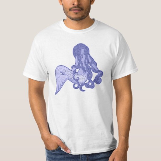 Sitzen von Mermaid Blue T-Shirt (Vorderseite)