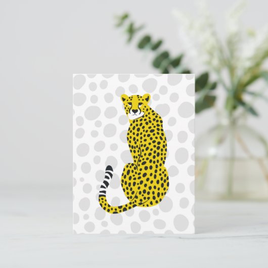 Sitzen Wild Geparden Gepunktet Big Cat Portrait Postkarte (Stehend Vorderseite)