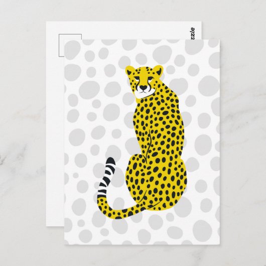 Sitzen Wild Geparden Gepunktet Big Cat Portrait Postkarte (Vorne/Hinten)