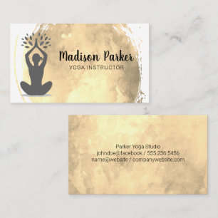 Sitzen Yoga-Pose Gold Wasserfarbe gebürstet Visitenkarte