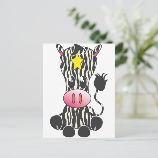 Sitzen Zebra Postkarte (Stehend Vorderseite)