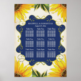 SITZENCHARTA, Sonnenblumen und Navy Blue Poster