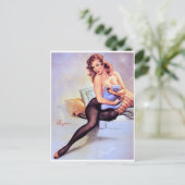 Sitzend Pin Up Postkarte (Stehend Vorderseite)