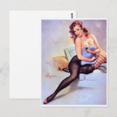 Sitzend Pin Up Postkarte (Vorne/Hinten)