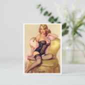 Sitzend Pin Up Postkarte (Stehend Vorderseite)