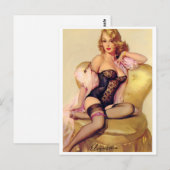 Sitzend Pin Up Postkarte (Vorne/Hinten)
