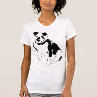 Sitzende Bulldogge Schwarz-Weiß-Grafik T-Shirt