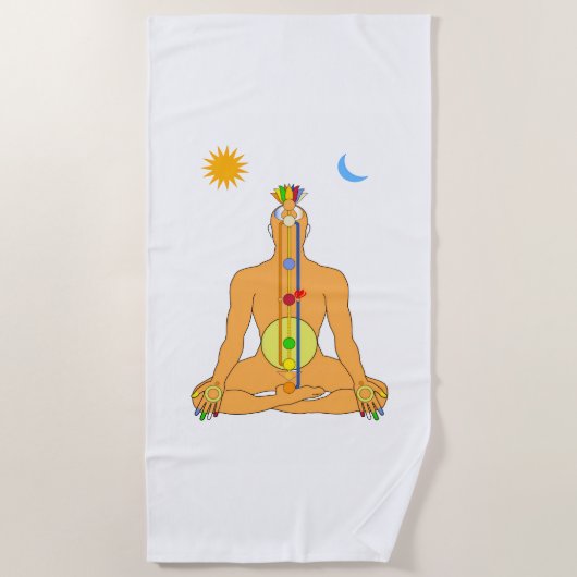 Sitzende Chakren Strandtuch (Vorderseite)