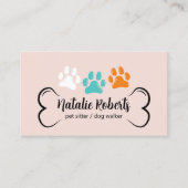 Sitzende Dog Walker Niedliche Farbpaare Rosa Visitenkarte (Vorderseite)